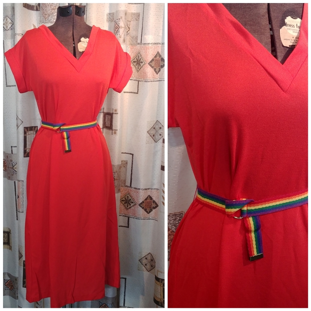 Med-ish Vintage Roller Girl Coral Dress